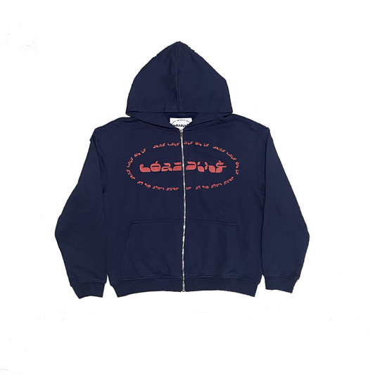 Navy Blue Loading Zip Up Hoodie